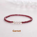 Crystal artificial pearl bracelet with adjustable fastening showing 3mm and 4mm bead size options