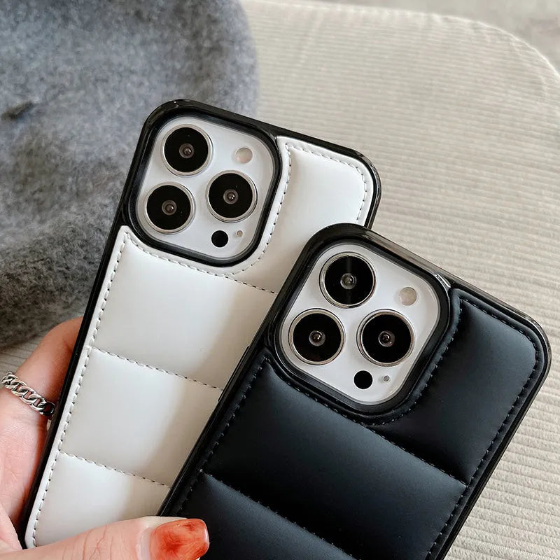 Candy down jacket shaped phone case for iPhone in solid colour.