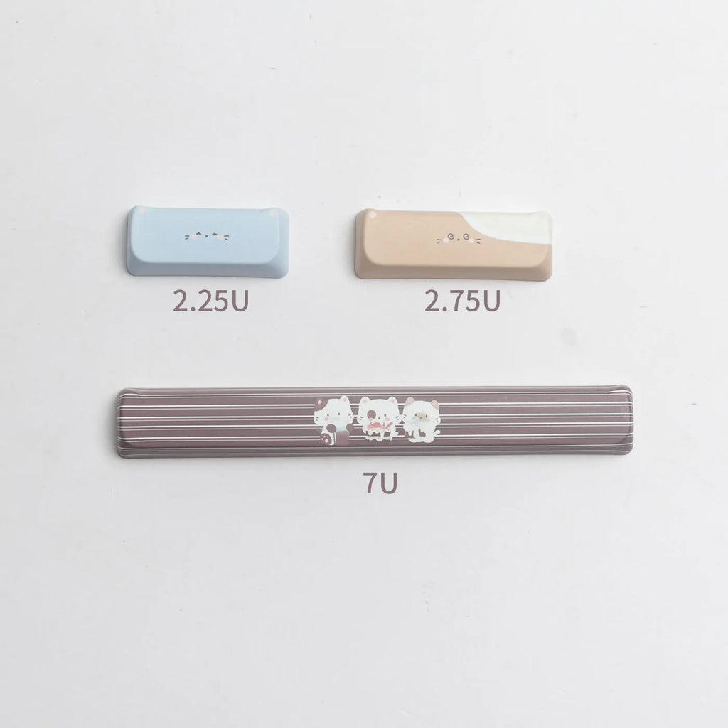 High Sea Salt Cat themed PBT plastic key cap set for mechanical keyboards, showing full layout with coloured keys.
