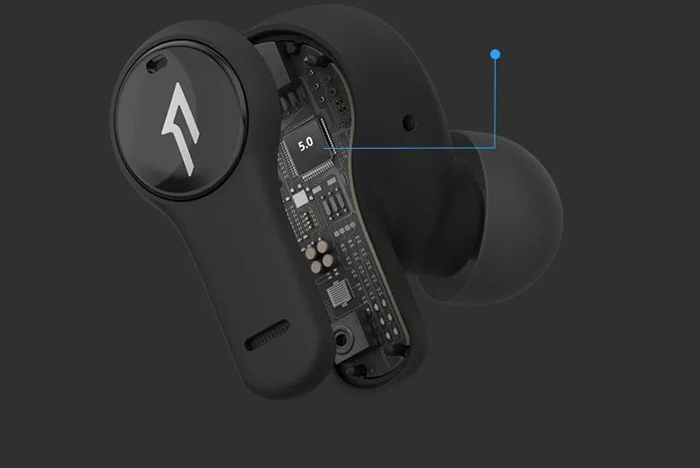 Pearl white true wireless Bluetooth sports headphones with waterproof construction