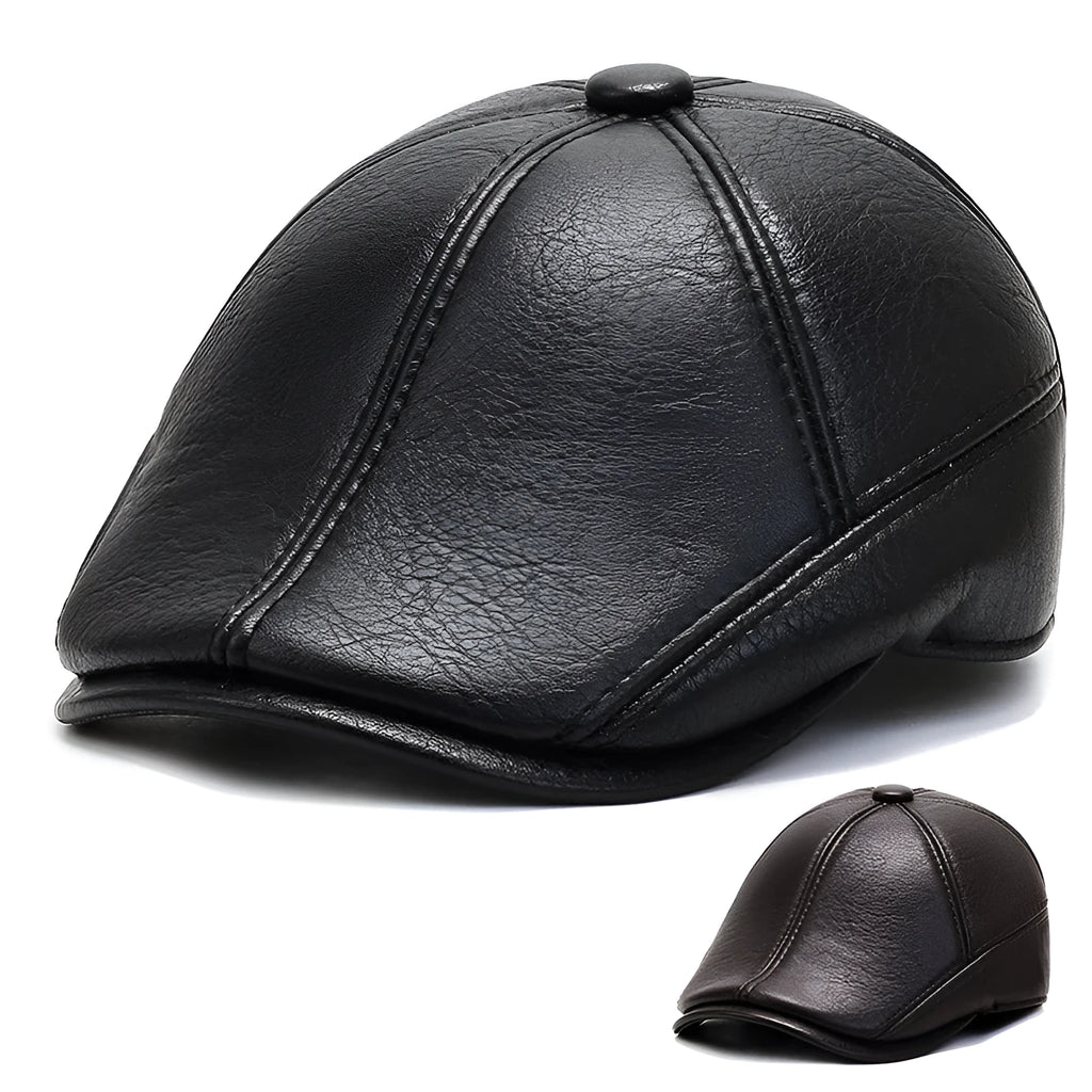 Korean style men's peaked cap adjustable polyester conical crown black brown casual hat