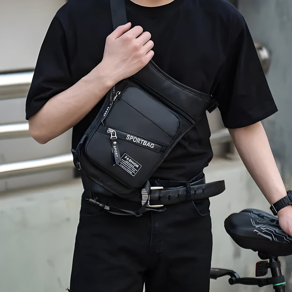 Men's nylon crossbody cycling leg bag in five colour options
