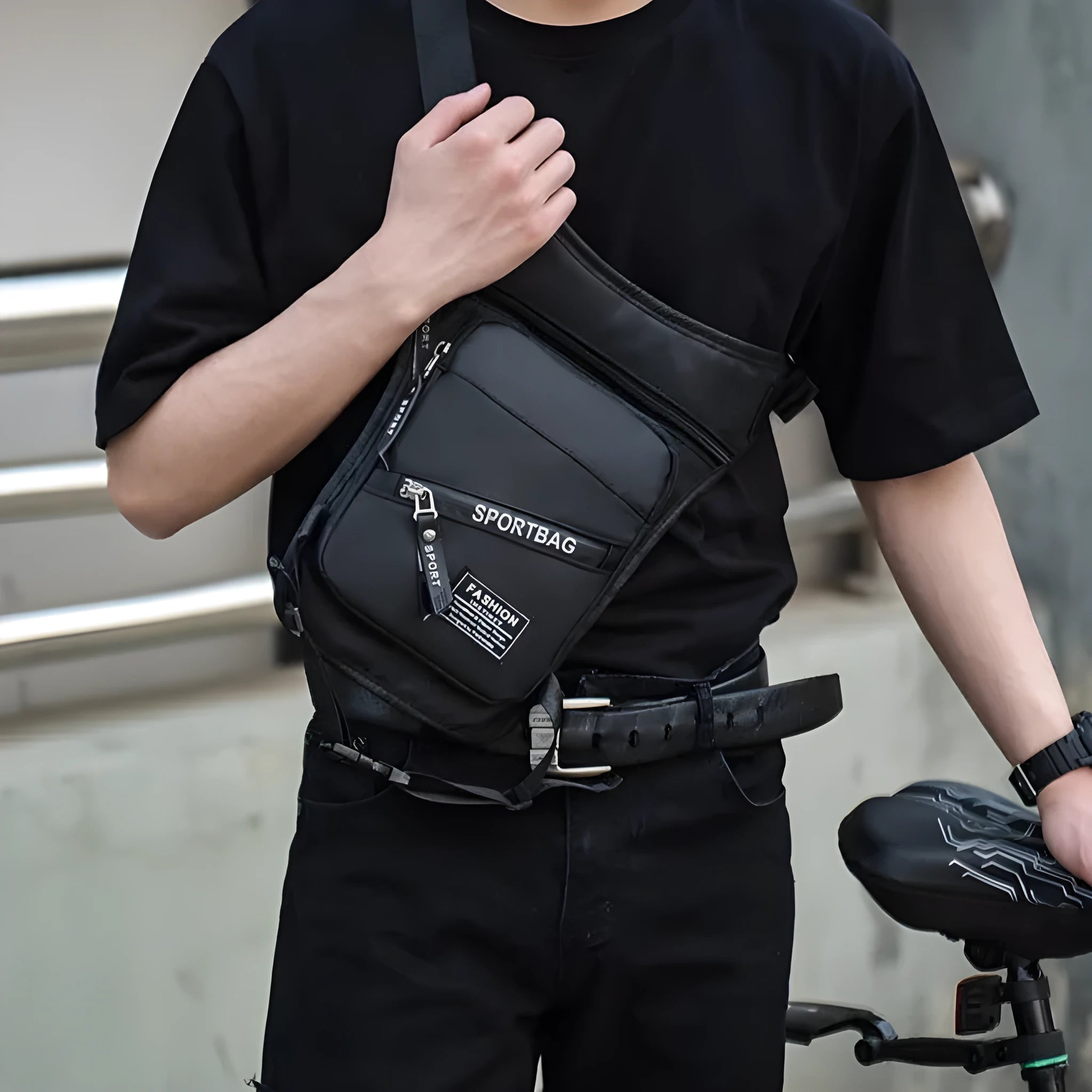 Men's nylon crossbody cycling leg bag in five colour options