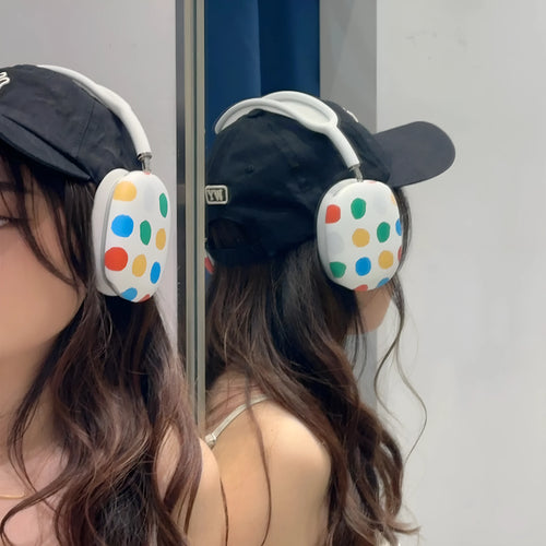 Wave point pattern hard shell protective case for Apple AirPods Max headphones with interior soft lining