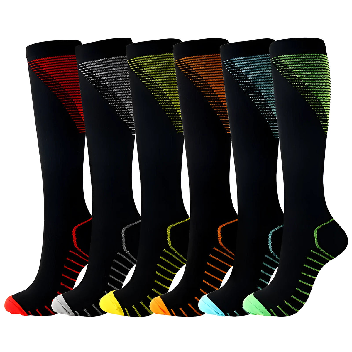 V-shaped compression socks in nylon-rich jacquard knit, middle tube height, six colours, sizes S/M and L/XL