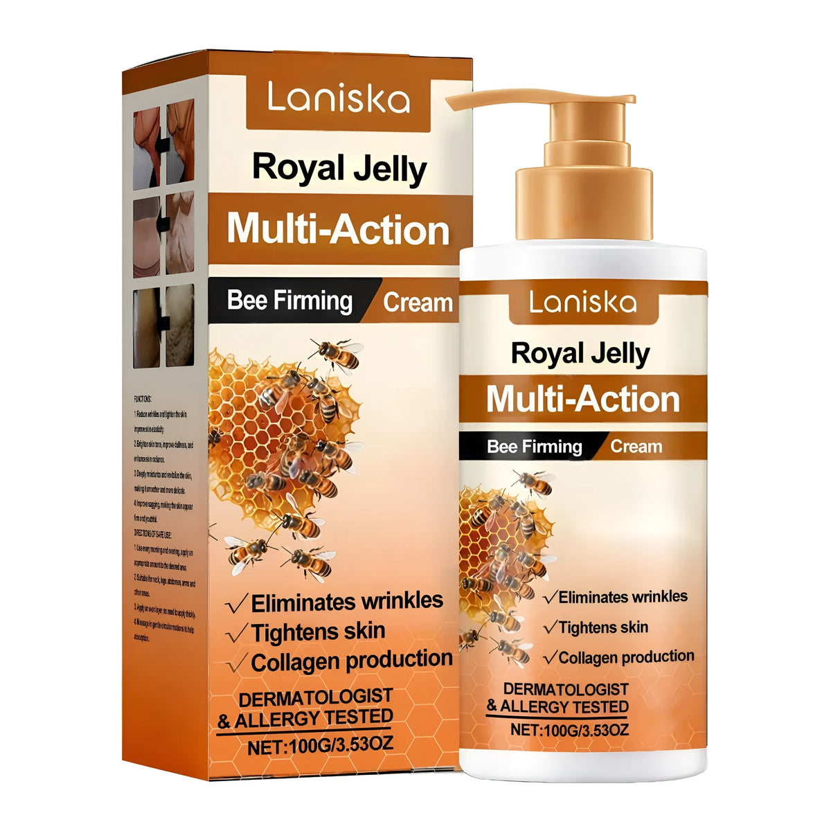 Skin Radiant Nourishing Cream 100g with royal jelly and honey in a white pot for face and body moisturising