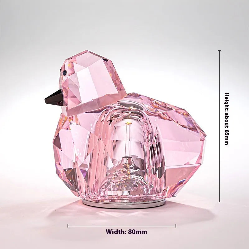 Portable crystal table lamp, 85 x 80mm, built-in battery, third gear dimming, pink purple or transparent