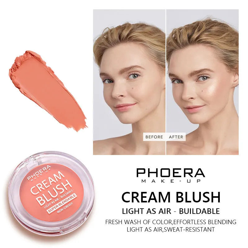 PHOERA light and brightening cream blush for general skin, single colour, eight shades available