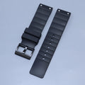 Cardia Santos Sandus rubber watch strap in black with 23mm lug width and silver buckle