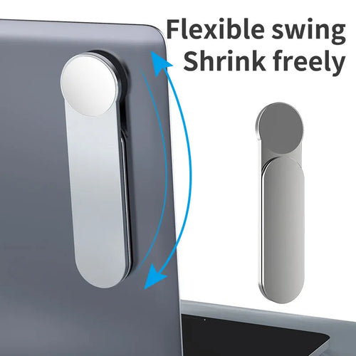 Silver aluminium alloy mobile phone and computer dual screen extension bracket with magnetic phone holder