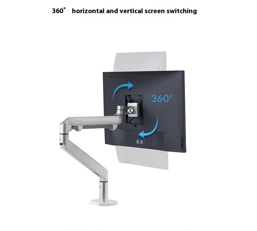 Silver aluminium alloy hover notebook air pressure arm bracket holding a laptop