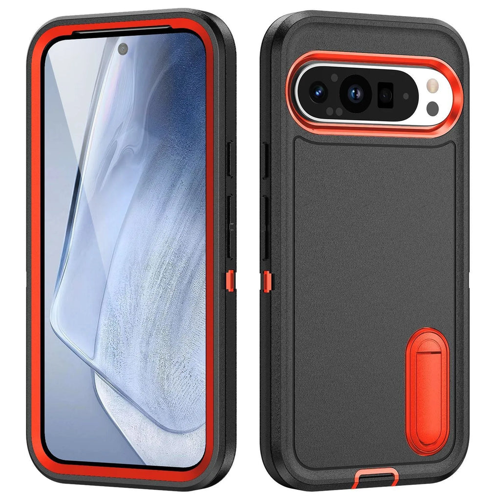 Wei Sanfang protective phone case with bracket for Google Pixel9 in black and orange finish