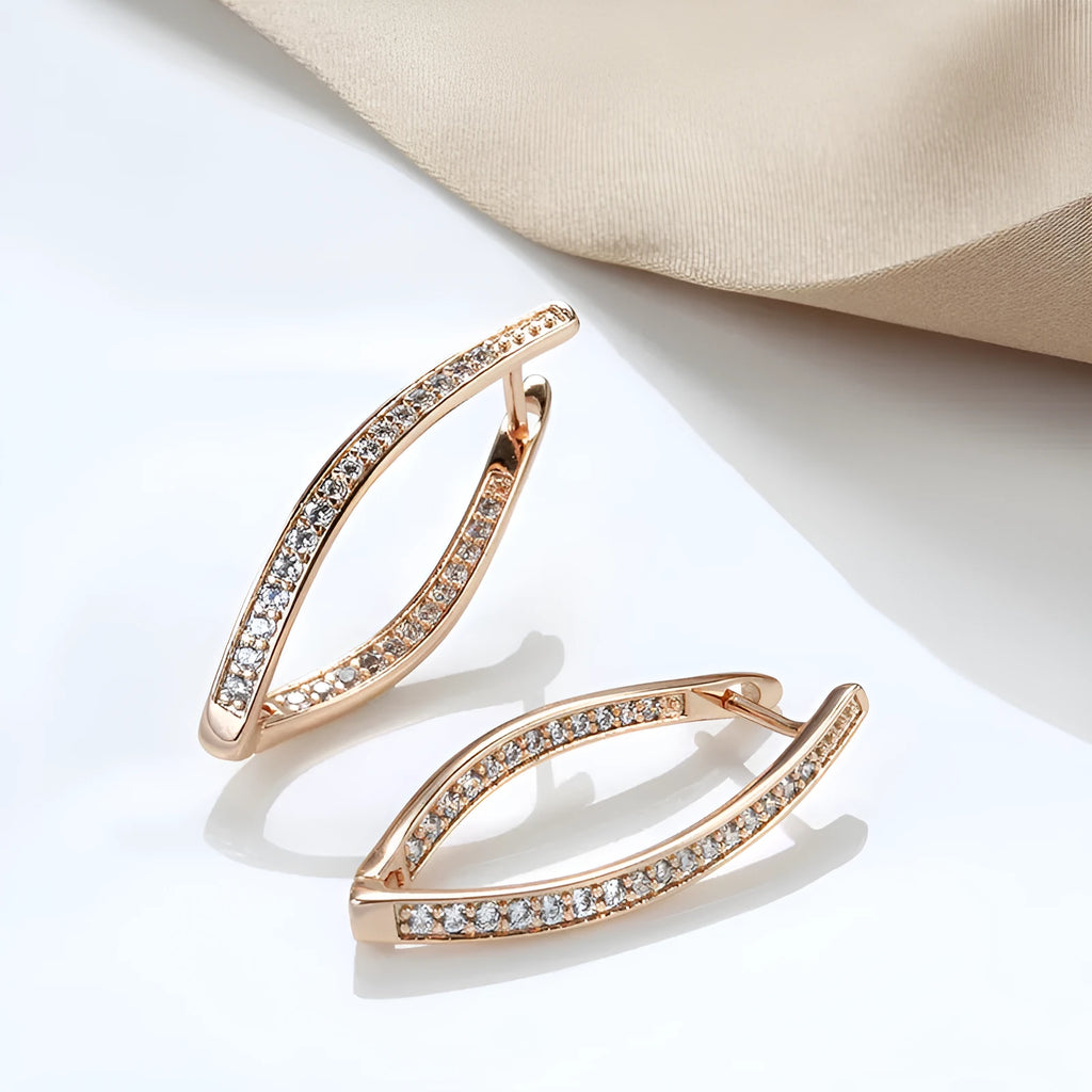 Geometric copper ear drops with zircon accents in H0493 colour