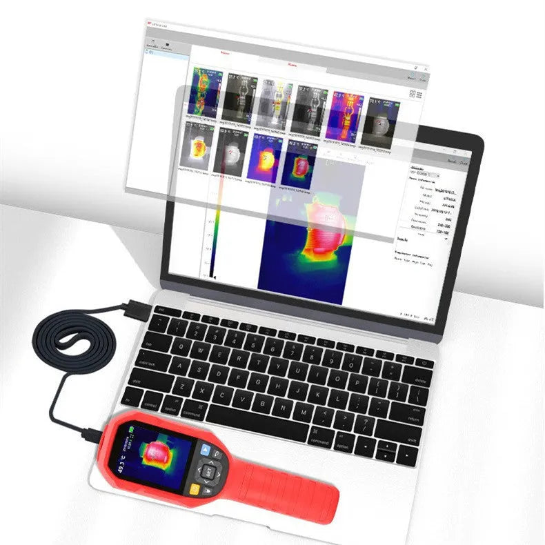 UTi series handheld infrared thermal imager with colour screen showing a thermal image.