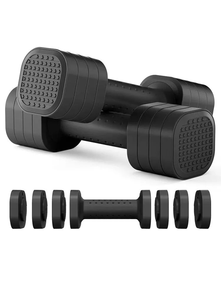 Set of pink detachable 5lb dumbbells for women's fitness and slimming workouts.