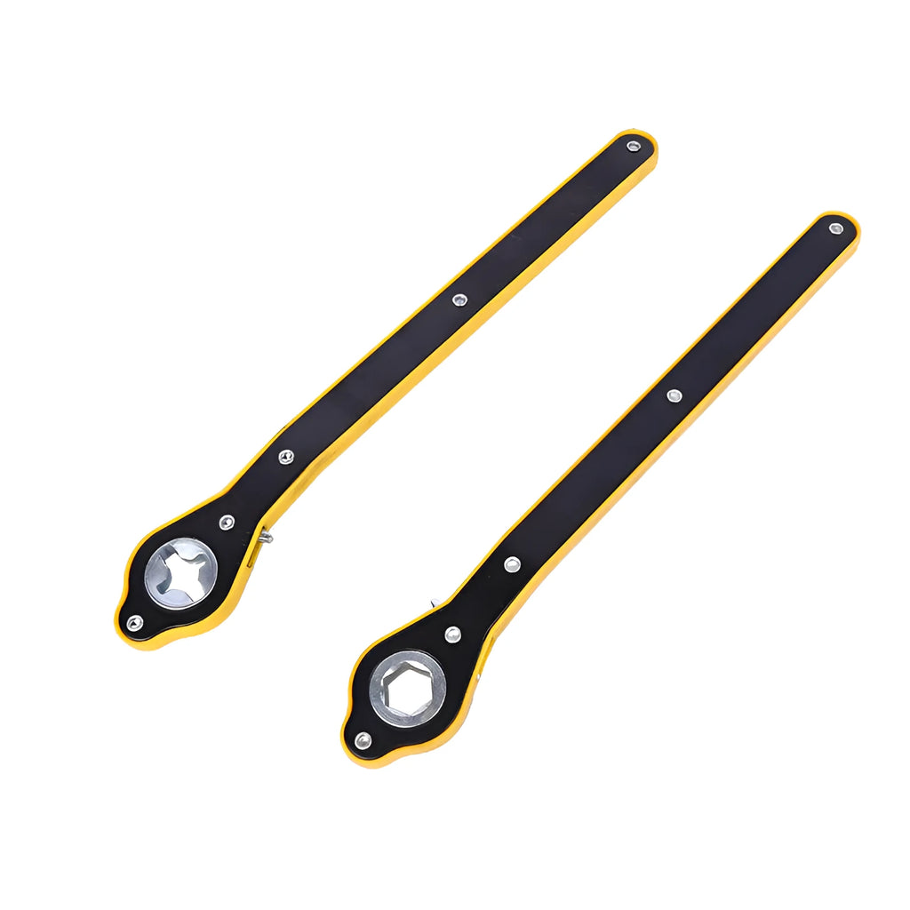 Car jack hand crank wrench in high carbon steel with galvanised metric single head and labor-saving rocker design