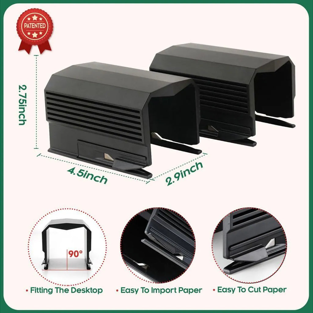 Plastic paper cutter for roll paper and packaging in black, red, or green colours