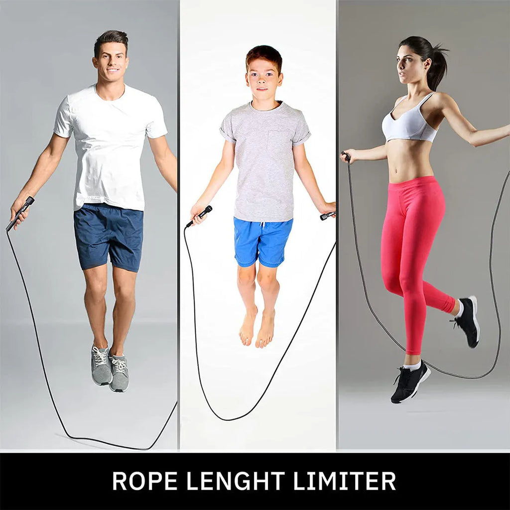 Black PVC skipping rope with PP handles 2.8 metres for children and adult fitness