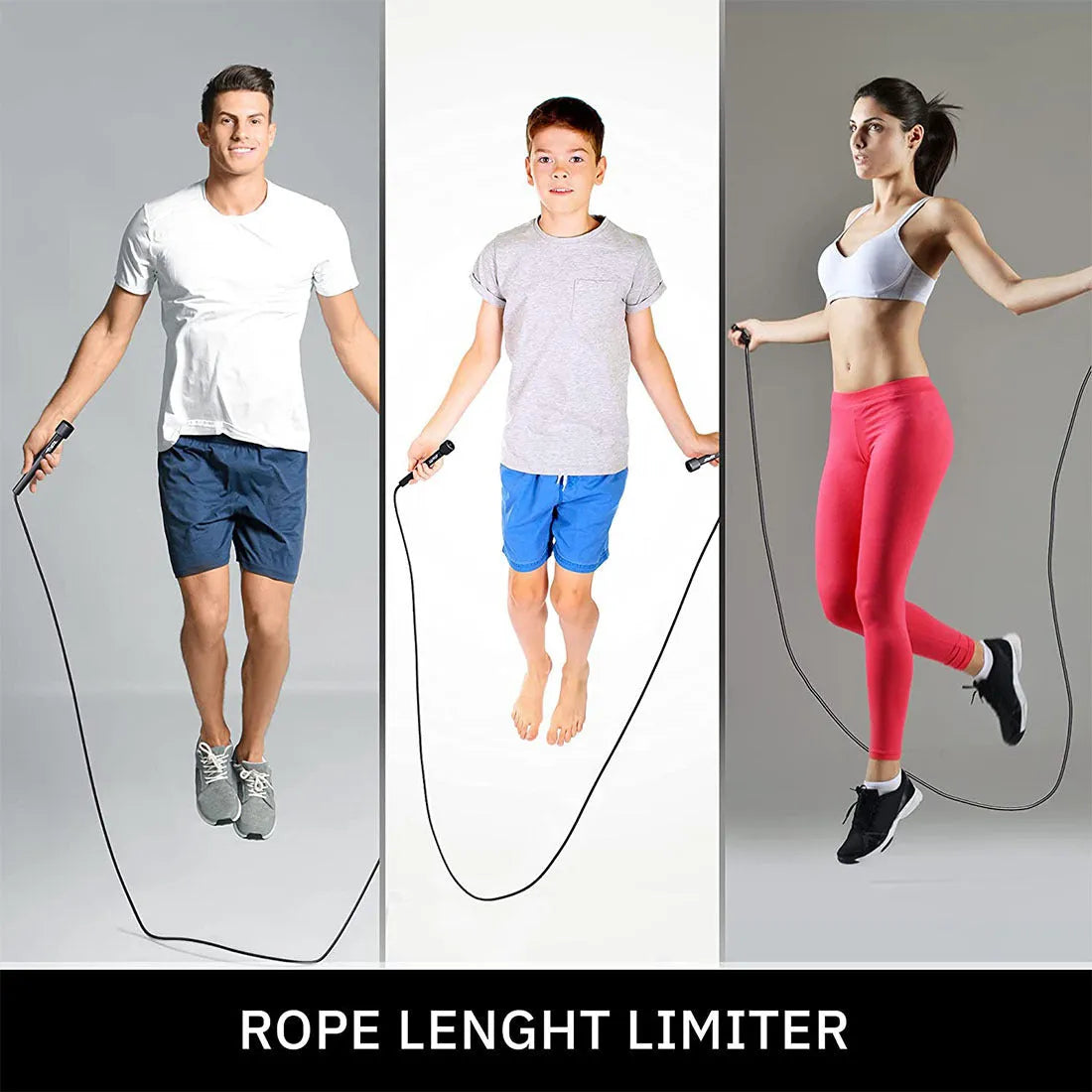 Black PVC skipping rope with PP handles 2.8 metres for children and adult fitness