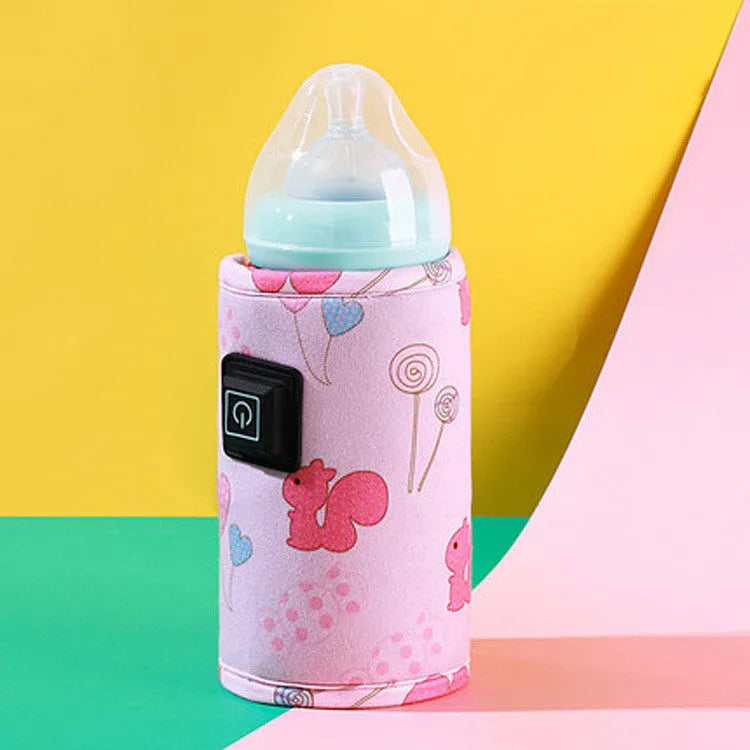 USB baby bottle warmer insulation cover in cartoon designs with thermostatic heating function