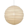 Japanese style rice paper ceiling chandelier light fixture in a living room setting.