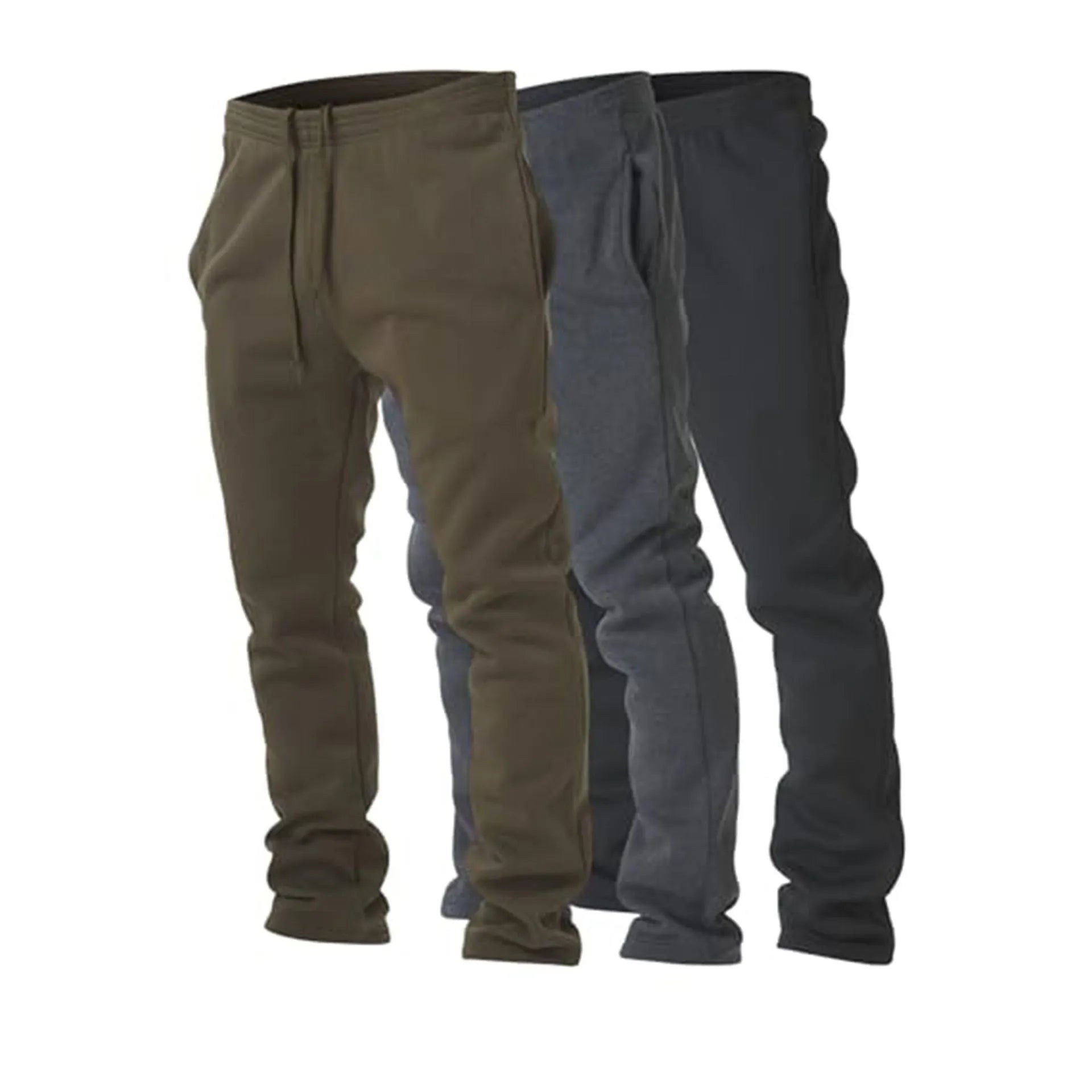 High-waist loose jogging sweatpants in polyester, multiple colours including black and gray