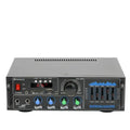 High-power Bluetooth audio amplifier with USB disk playback, metal chassis, 80W output, 2.0 channels, compact 5.3x19.6x7.5cm size