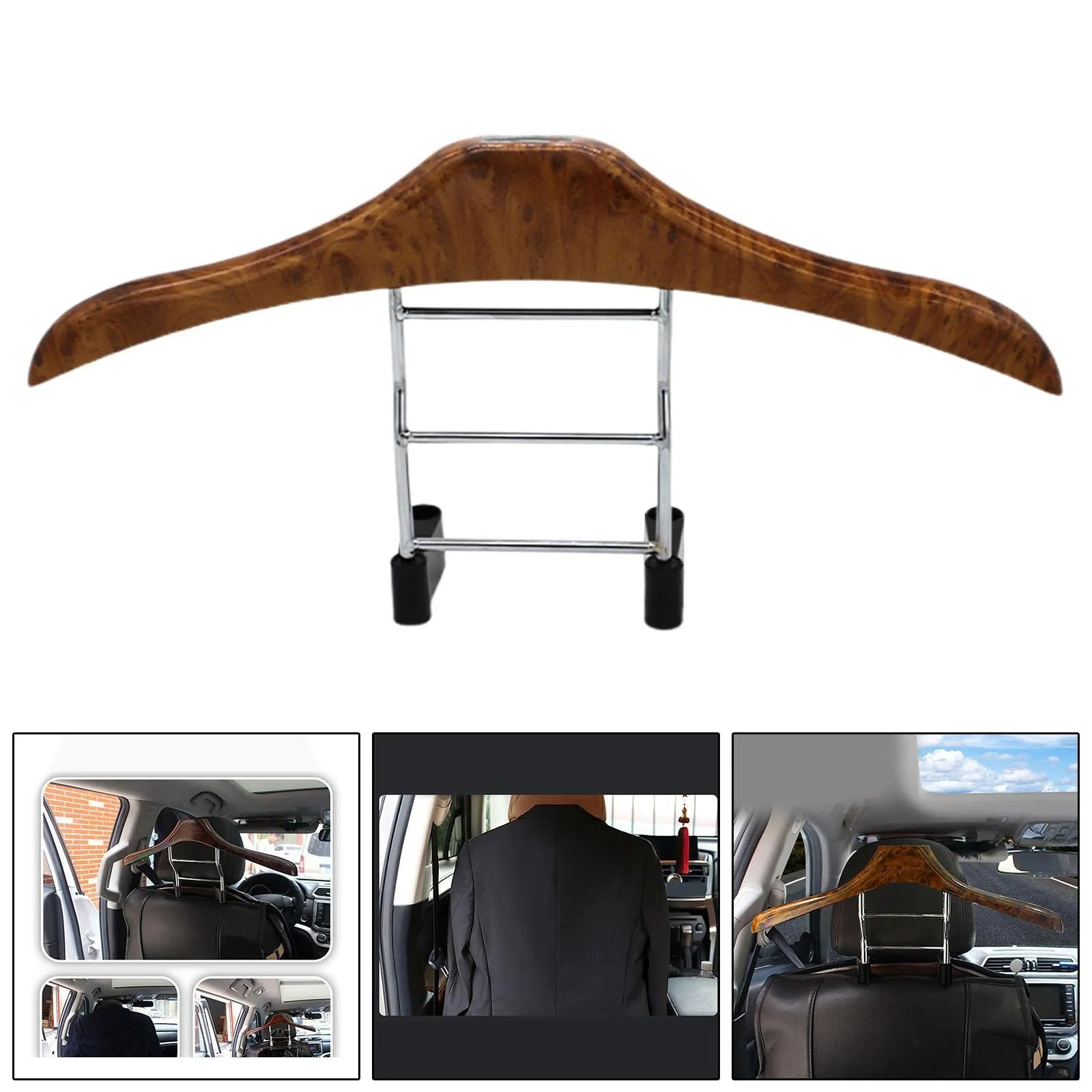 Wood yellow stainless steel car clothes hanger with removable design for suits and uniforms