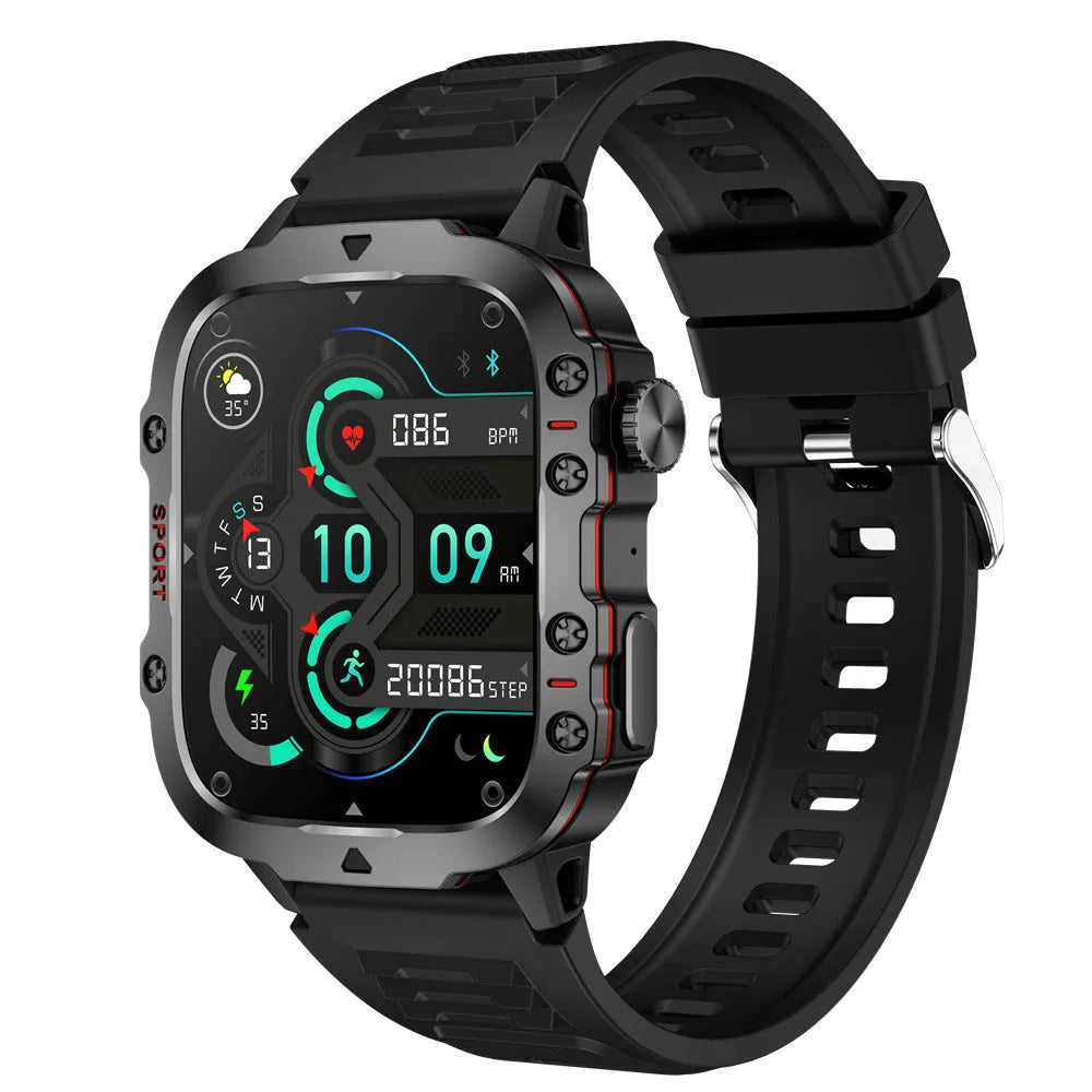 QX11 Smart Bluetooth Watch in black zinc alloy case with TFT screen, shown on a silicone strap.
