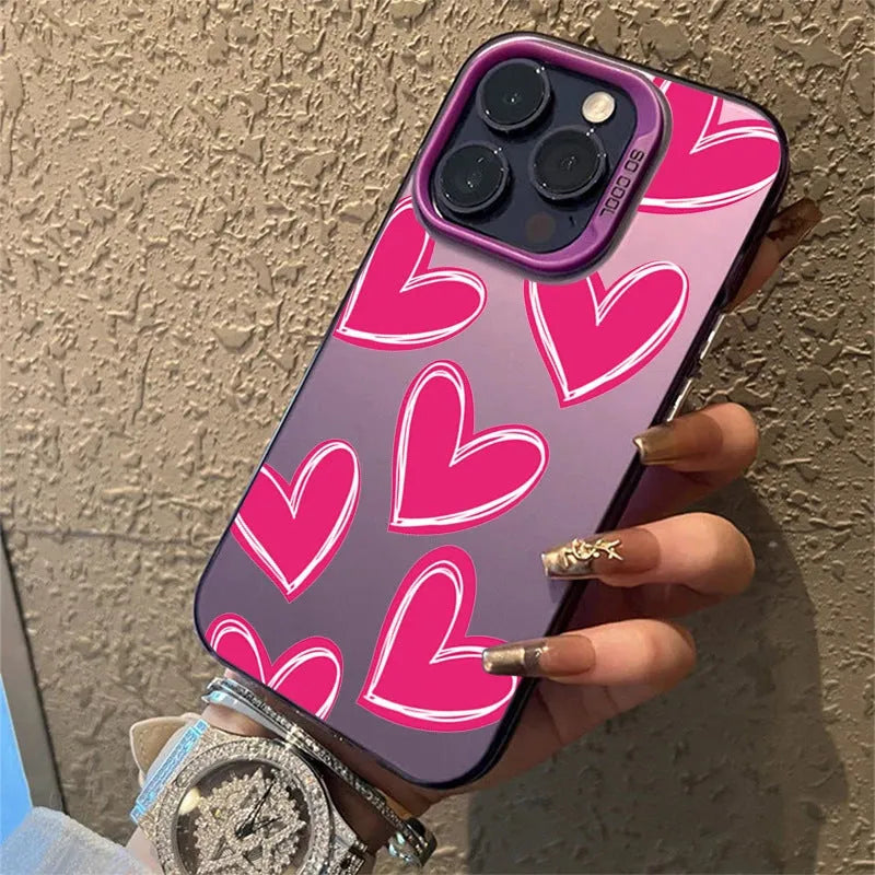 Heart laser mobile phone shell for Apple iPhone in assorted colours with anti-wear and anti-fall design.