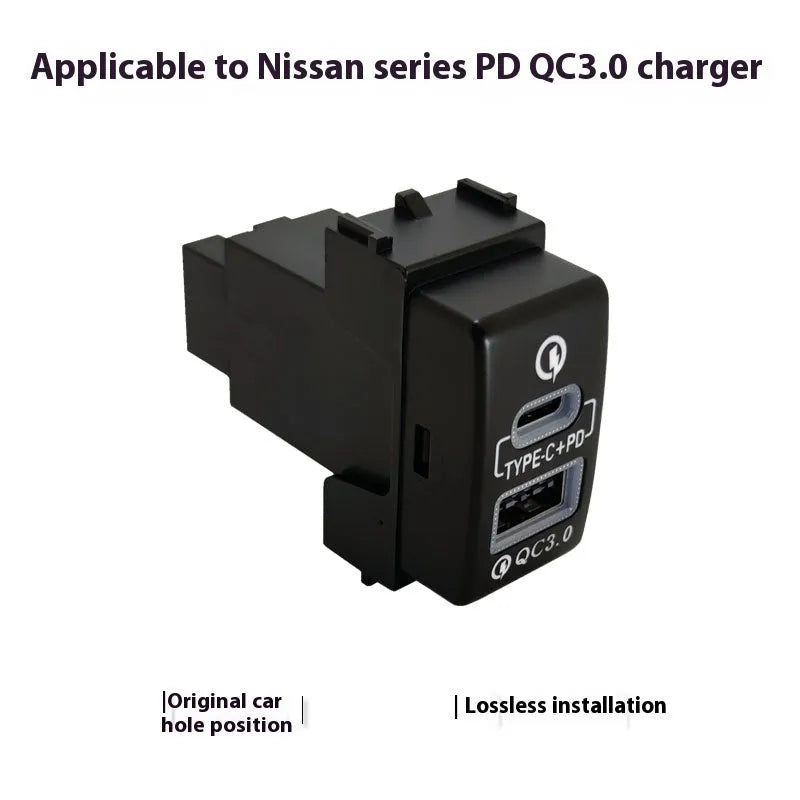 Portable PD fast car charger with QC3.0 snap-on design and Double Fast Charge model for wired in-car charging