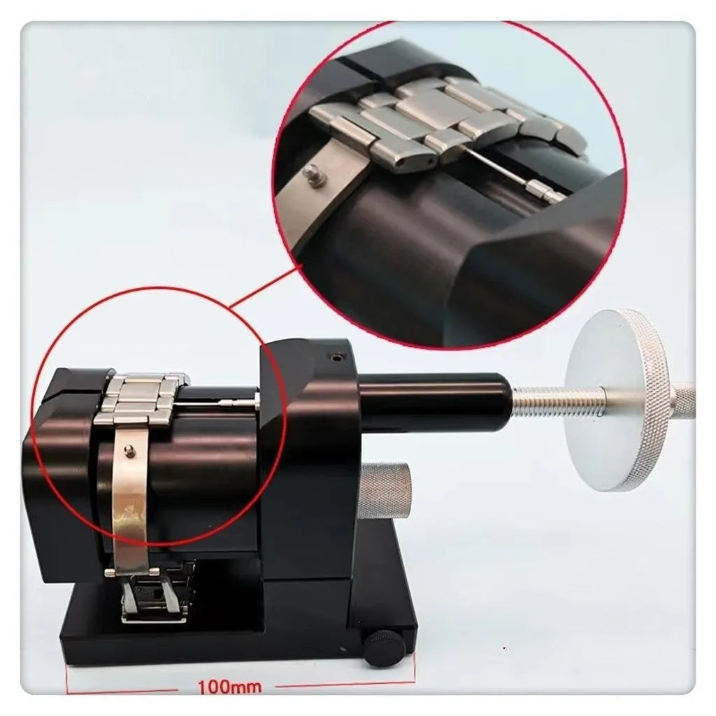 Alloy steel watch strap stripping machine tool for watch repair on a workbench