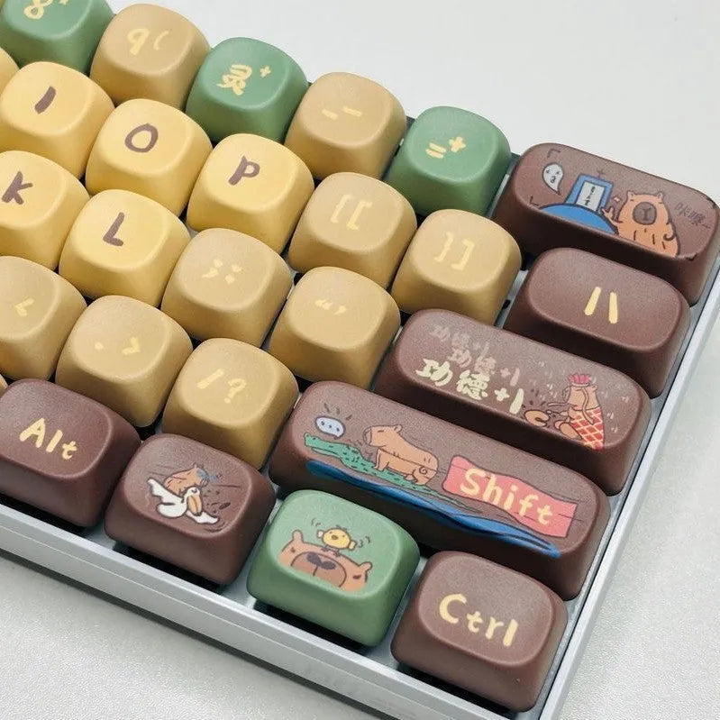 Capabala PBT Girl colour 130-key MOA profile mechanical keyboard keycap set laid out.
