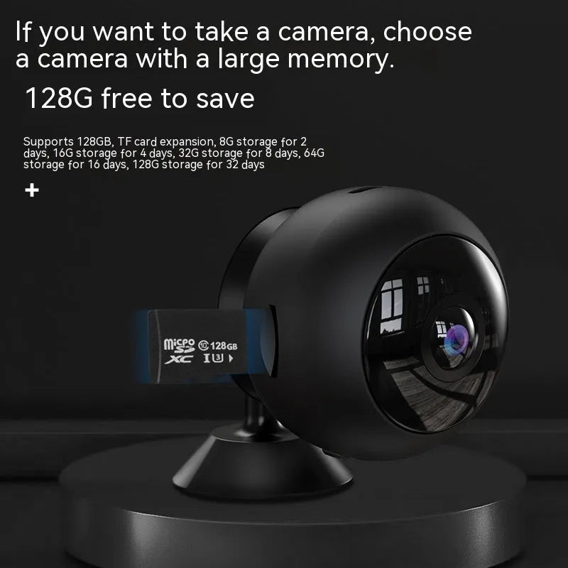 White or black 1080p wireless WiFi security camera with wide-angle lens on a desktop.