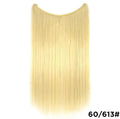 22 inch invisible wire no clips hair extension in silky straight synthetic with matte high temperature silk