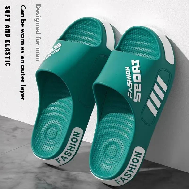 Men's EVA toe ring platform slippers in dark green, black, white, coffee, or navy blue, sizes 36-49