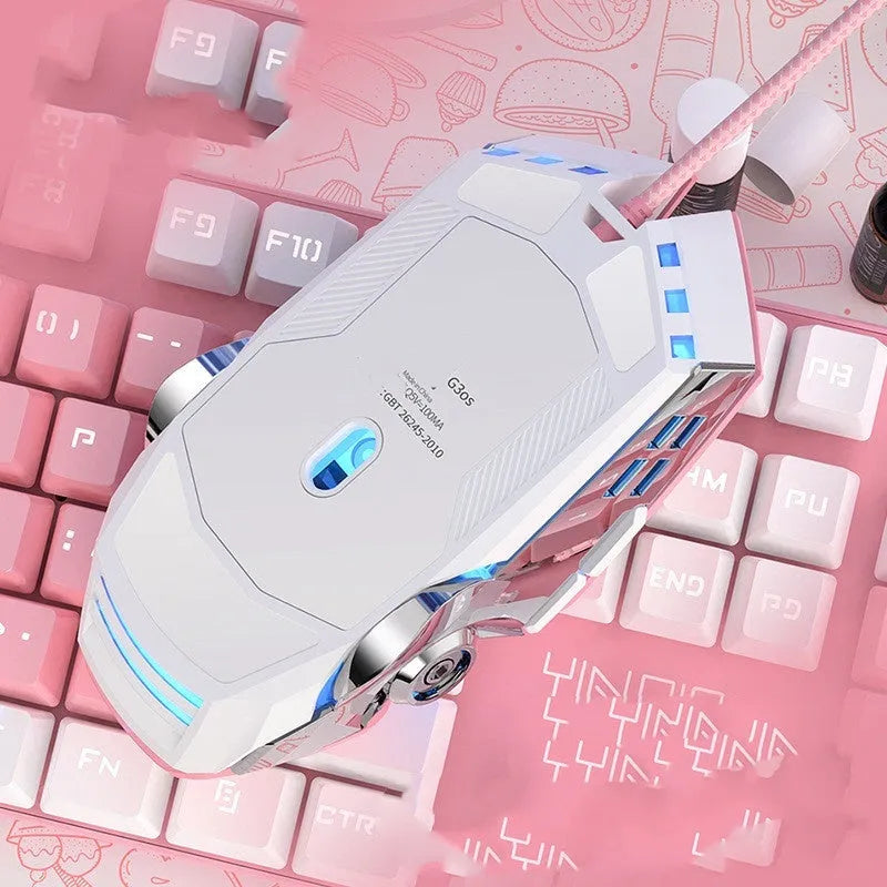 Wired gaming mouse with 7 keys, 3200 DPI optical sensor, and ergonomic design in Style A or C
