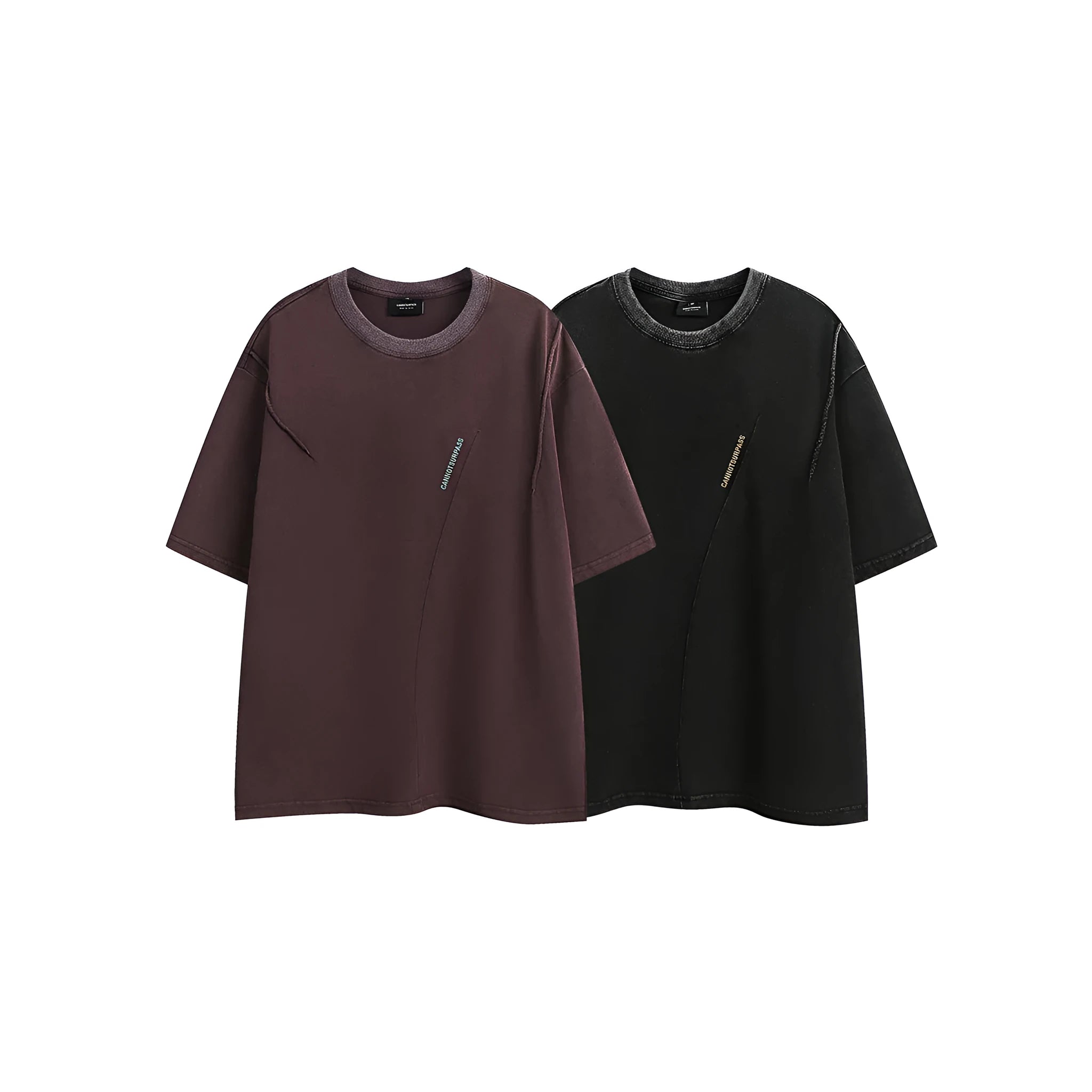 Men's black embroidered retro t-shirt with loose fit cotton construction