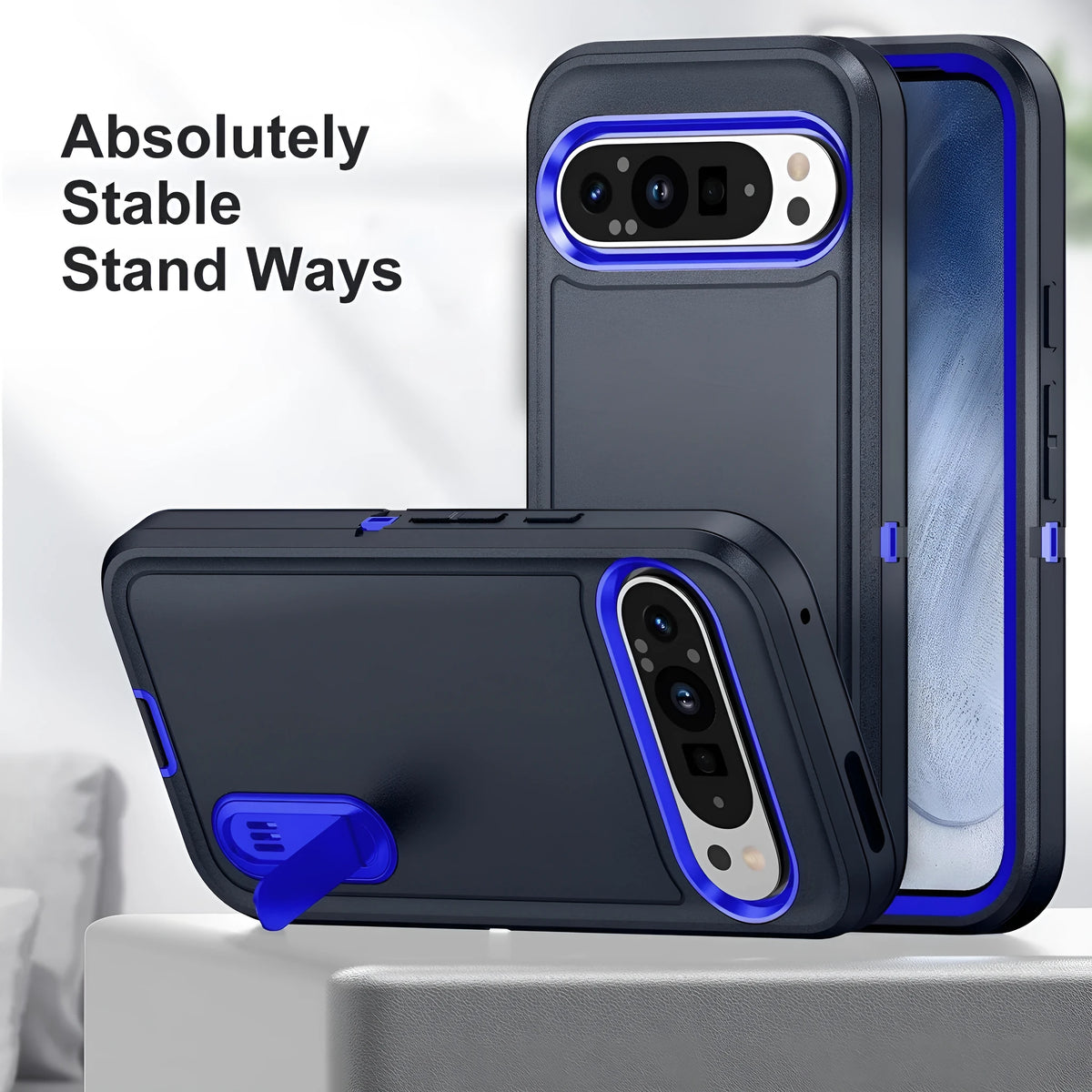 Wei Sanfang protective phone case with bracket for Google Pixel9 in black and orange finish
