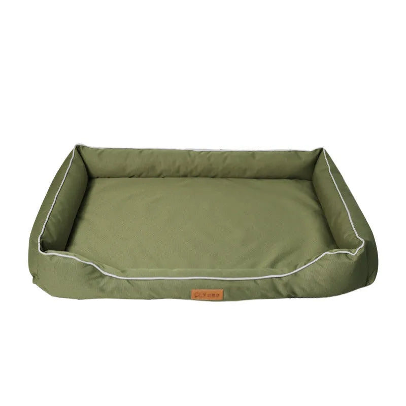 Durable Oxford fabric dog bed with removable washable cover in Oxford Gray, suitable for indoor use