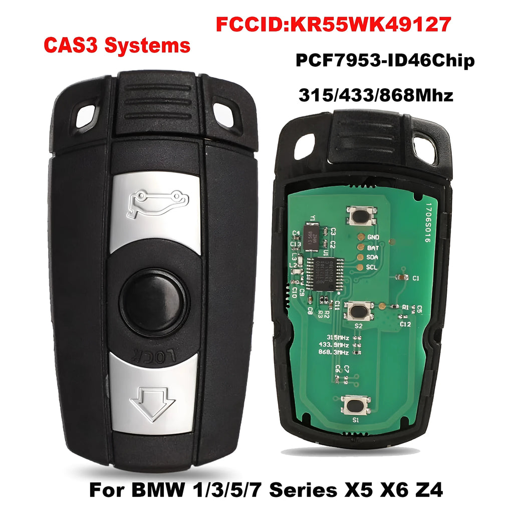 BMW CAS3 semi-intelligent remote car key with three buttons and metal/plastic construction