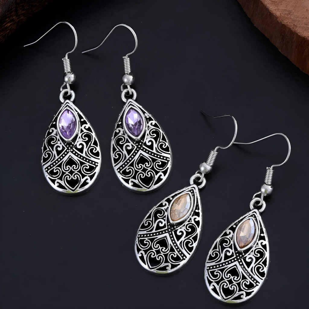 Retro water droplet drop earrings for women, alloy, 2.5 cm length, three style options