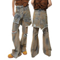 Women's loose bootcut jeans with high waist and street style design in denim fabric