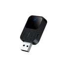 Black CarPlay Android Auto two-in-one adapter with metal ABS casing, 2.5x4.9x1.0cm, next to USB cable