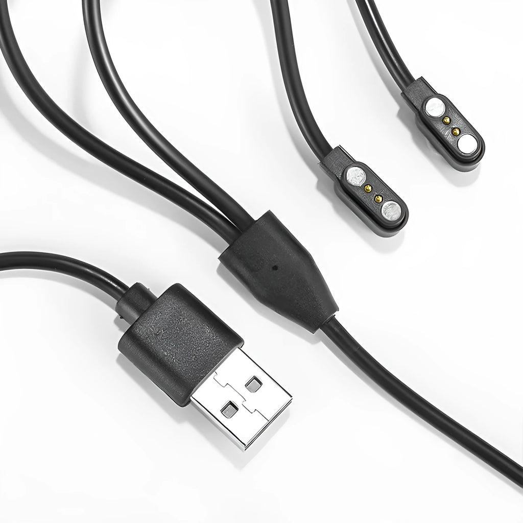 50cm black 2.54mm 2Pin charging cable for Bluetooth glasses on a white background.