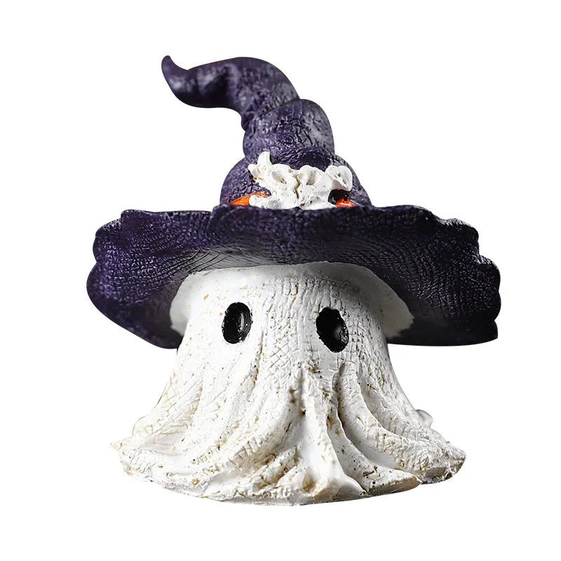 Resin Halloween wizard hat ornament in black or purple colour.