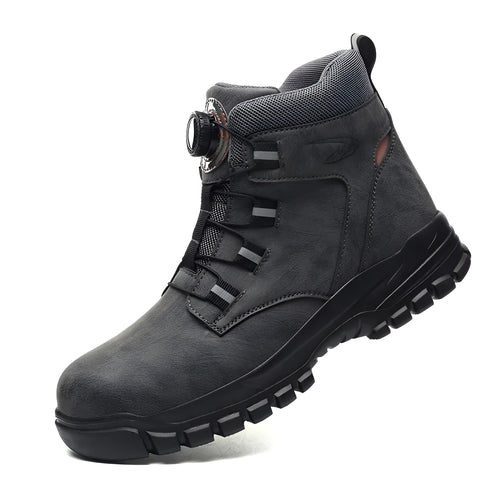 Lightweight labour protection safety shoes with leather upper and rubber sole in multiple colour options