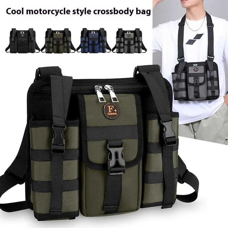 Oxford cloth messenger bag in army green colour with shoulder strap