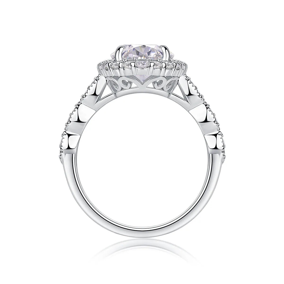 Egg-shaped moissanite wedding ring set in S925 silver with platinum plating, 8x12mm stone, sizes 5-9