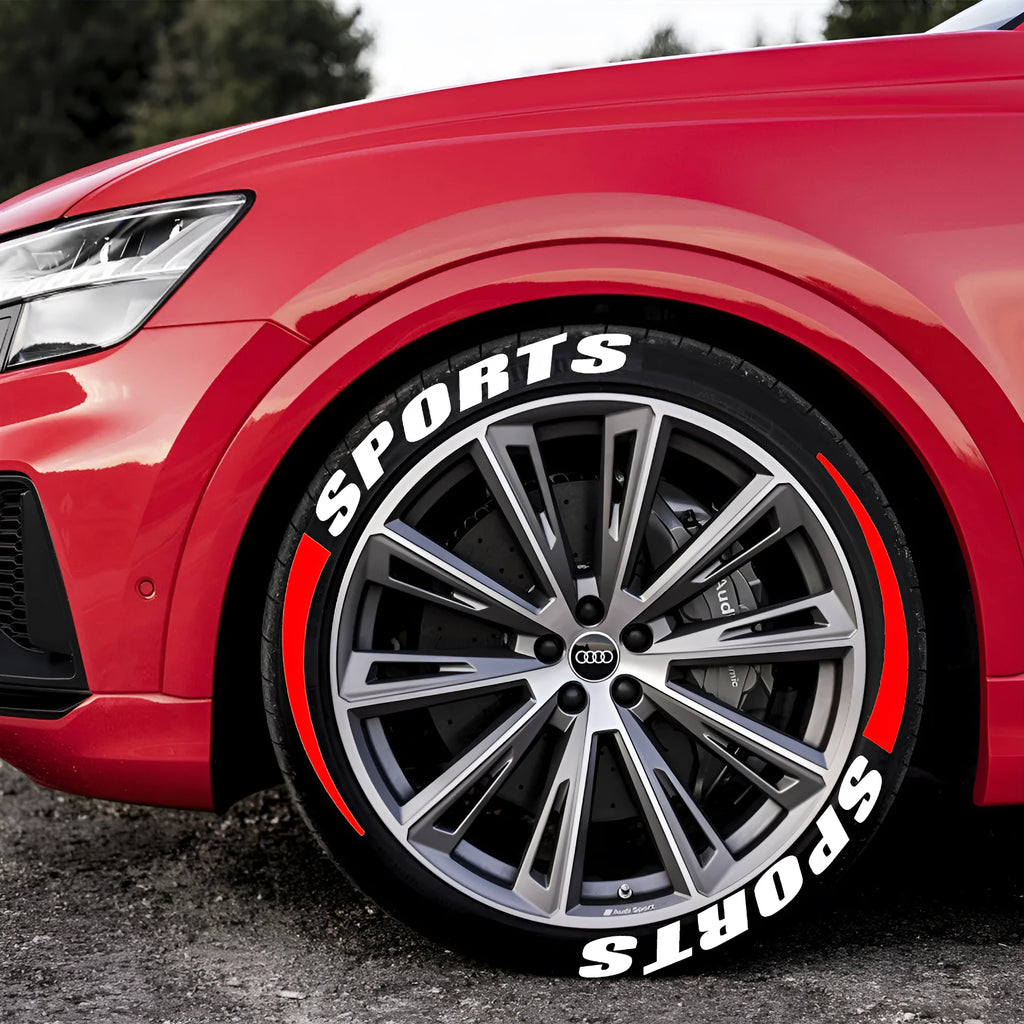 PVC sports tyre letter stickers in 2.7cm size for car and motorcycle wheel decoration